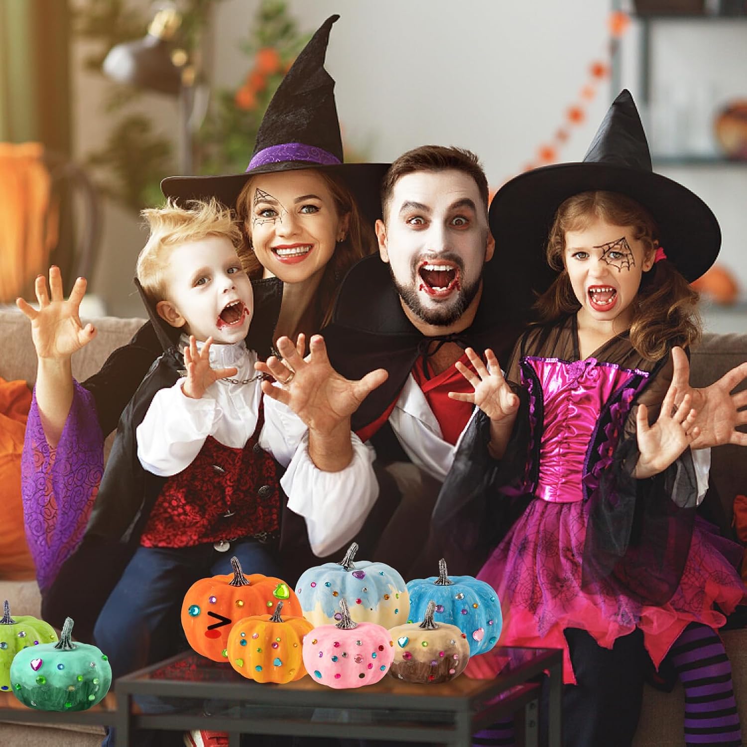 12 Pcs, Foam Fake Pumpkins DIY Painting Kits with Stickers  Halloween Autumn Thanksgiving Decor