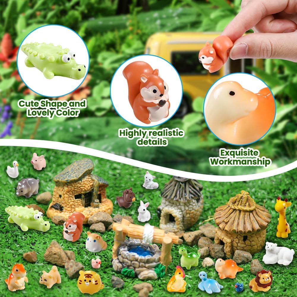 40pcs Mini Resin Animal 40 Styles Tiny Resin Animals Miniature Garden Landscape Accessories