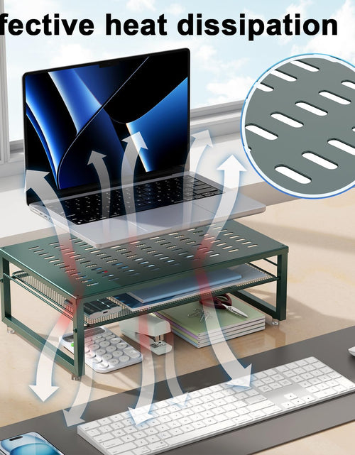 Load image into Gallery viewer, 2-Tier Metal Monitor Stand Riser, Desk Organizer for Office Supplies
