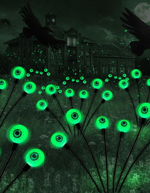 Load image into Gallery viewer, 2PACKS 12LED Green Eyeball Swaying Firefly Lights,Waterproof Solar Halloween Path Lights
