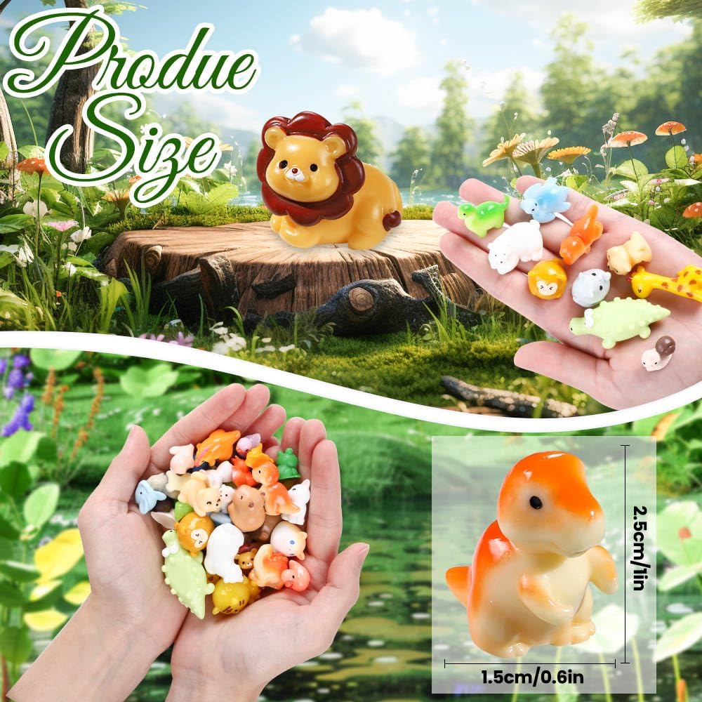 40pcs Mini Resin Animal 40 Styles Tiny Resin Animals Miniature Garden Landscape Accessories