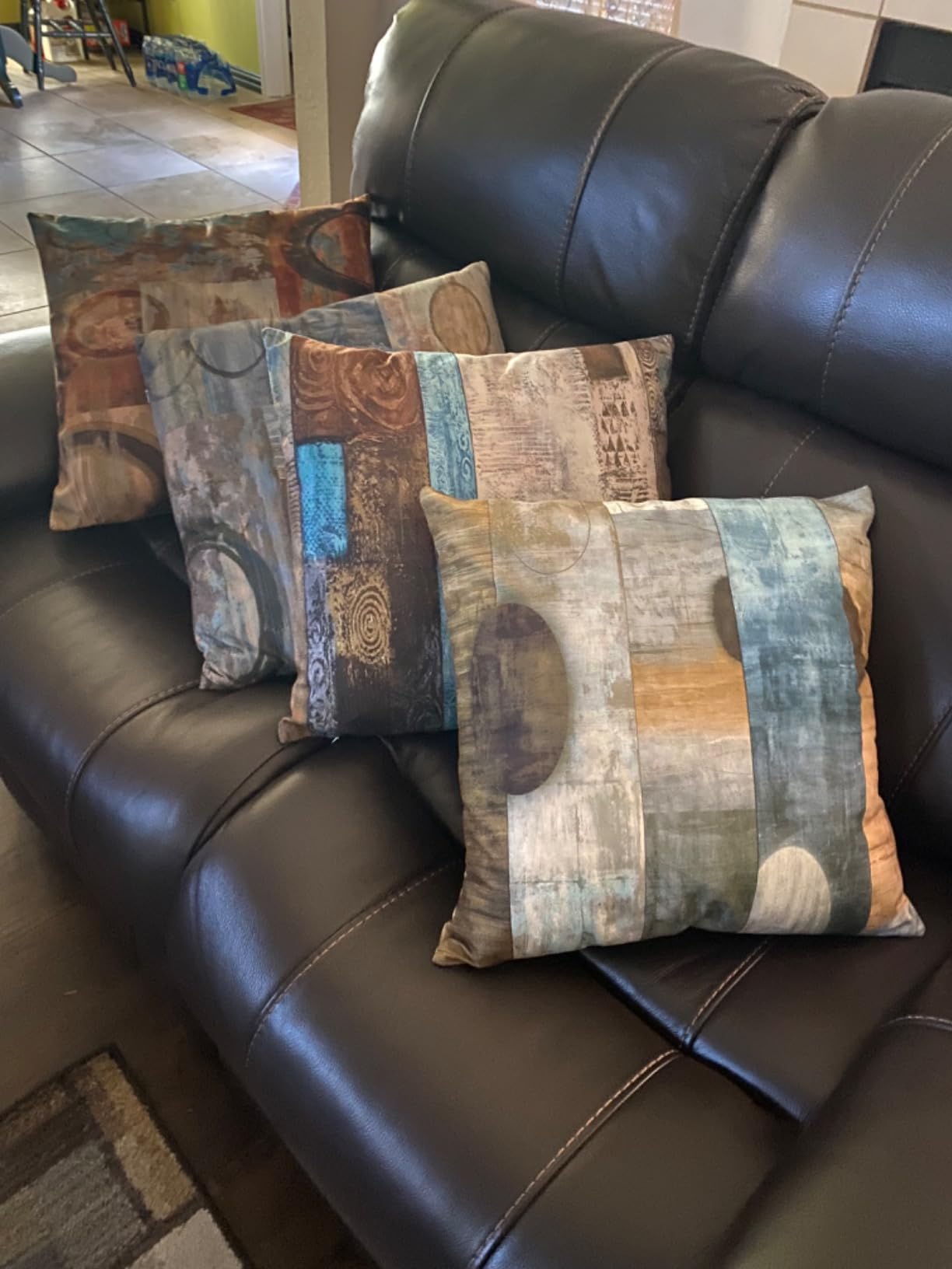 Set of 4 Teal Pillow Cover Modern Geometry Abstract Art Decorative Pillowcovers