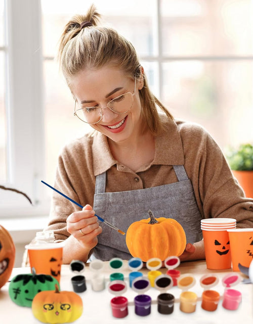 Load image into Gallery viewer, 12 Pcs, Foam Fake Pumpkins DIY Painting Kits with Stickers  Halloween Autumn Thanksgiving Decor
