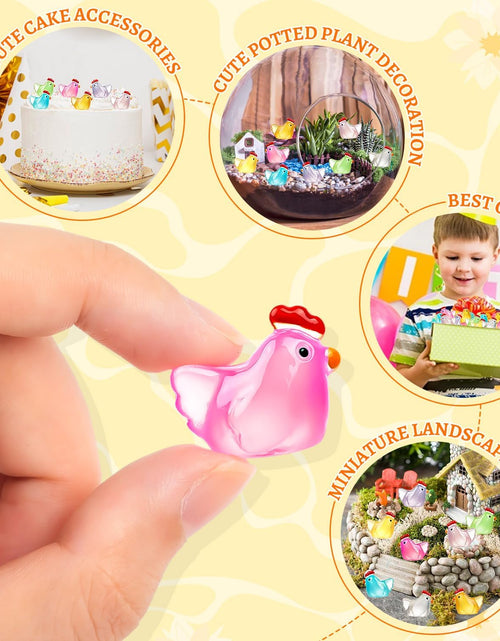 Load image into Gallery viewer, 64PCS Luminous Mini Chicken Figurines Resin Miniature Animals
