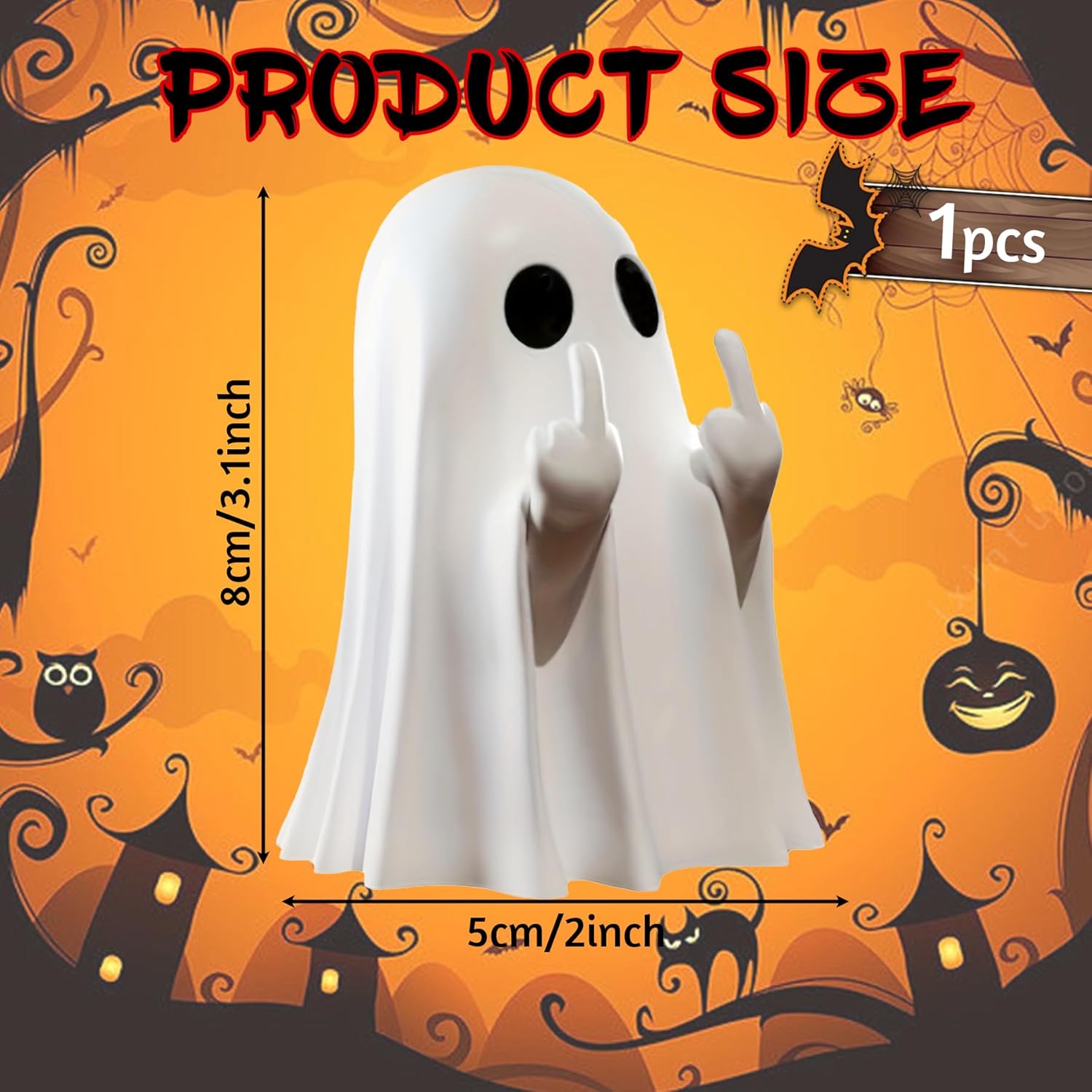 Halloween Ghost Figurine-Spooky & Cute Ghost Statue for Home, Desk, Party Decor
