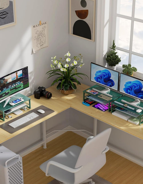 Load image into Gallery viewer, 2-Tier Metal Monitor Stand Riser, Desk Organizer for Office Supplies
