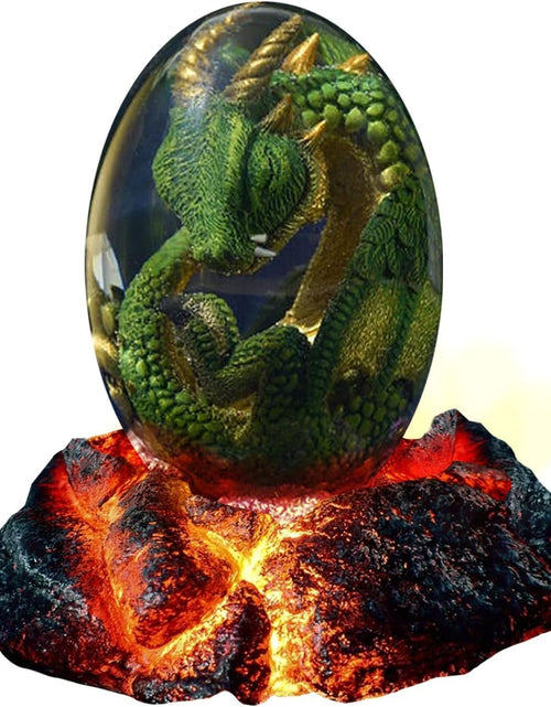 Load image into Gallery viewer, Lava Dragon Egg with Luminous Base, Handmade Sculpture Resin Ornaments, Gift (Green)
