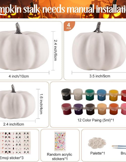 Load image into Gallery viewer, 12 Pcs, Foam Fake Pumpkins DIY Painting Kits with Stickers  Halloween Autumn Thanksgiving Decor
