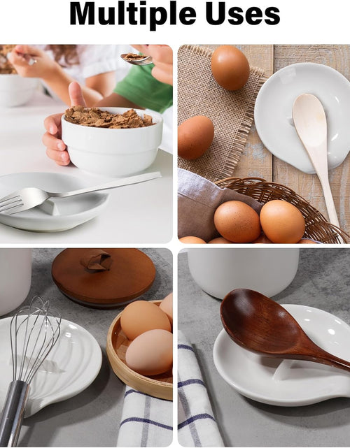 Load image into Gallery viewer, Egg Cracker &amp; Spoon Holder, Spoon Rest for Kitchen, Ceramic Spoon Holder for Stove Top, Cooking Spoon Holder,Heat Resistant Utensil
