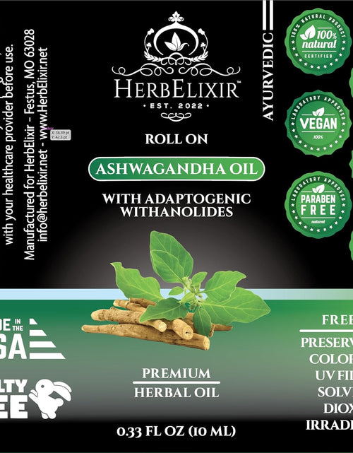 Load image into Gallery viewer, Ashwagandha Oil Roll On - for Stress Relief, Hormone Balance, Thyroid Support - 10ml
