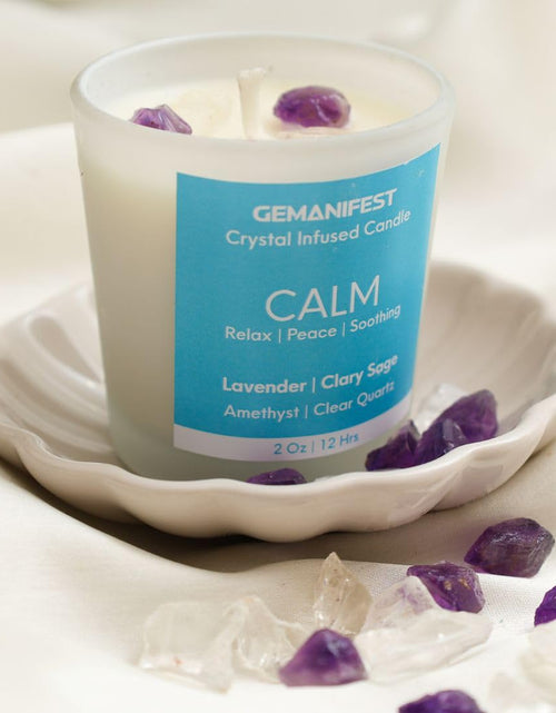 Load image into Gallery viewer, Calm Crystal Candle for Manifestation, Aromatherapy and Relaxation I Non Toxic, Vegan, Lead Free | Calm Candles for Women
