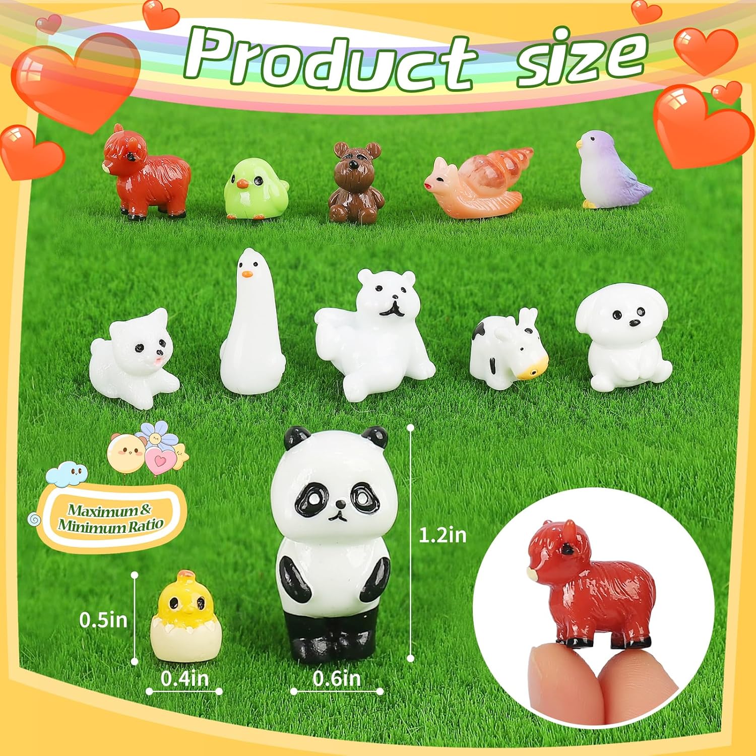 100 Pcs Mini Resin Animals to Hide Tiny Resin Animals  Landscape Aquarium