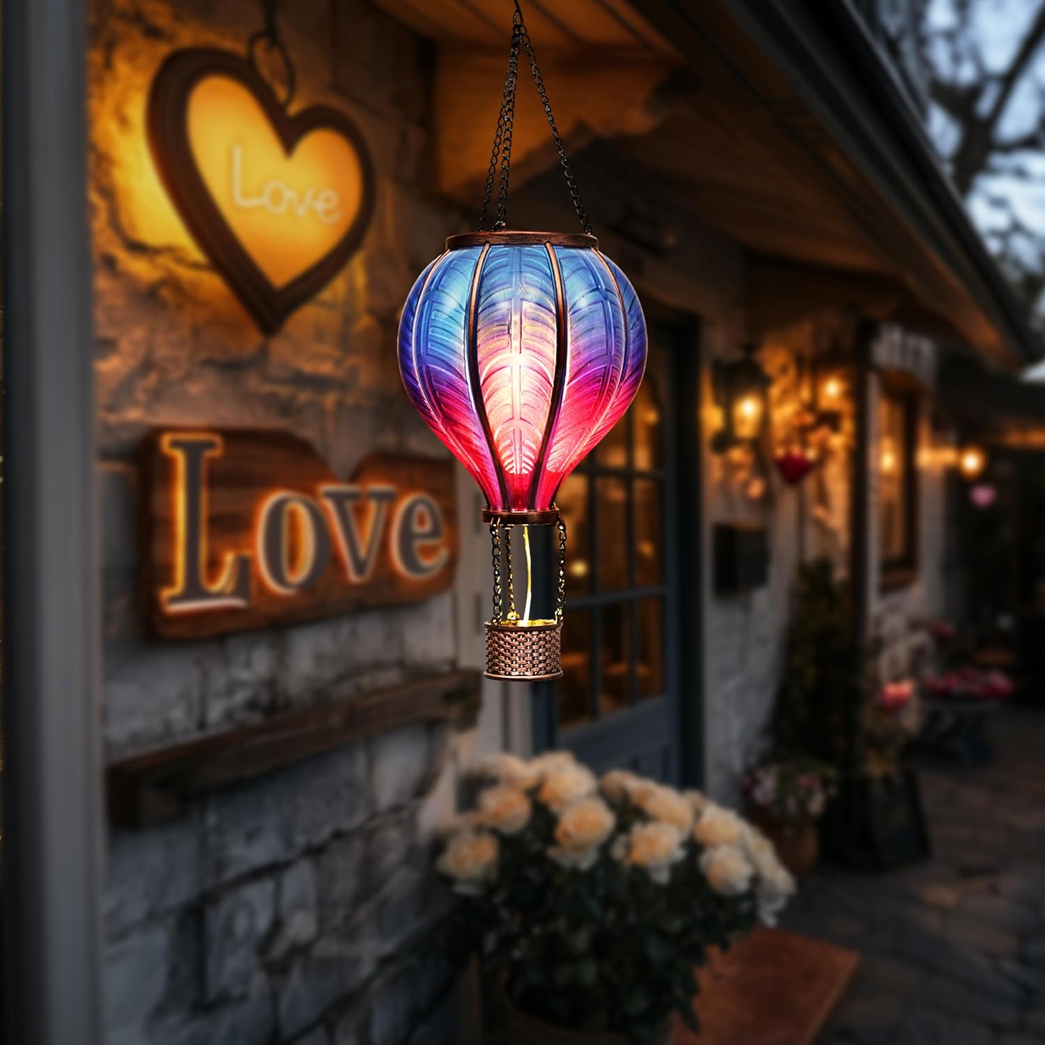 Hot Air Balloon Solar Lantern for Garden Decor