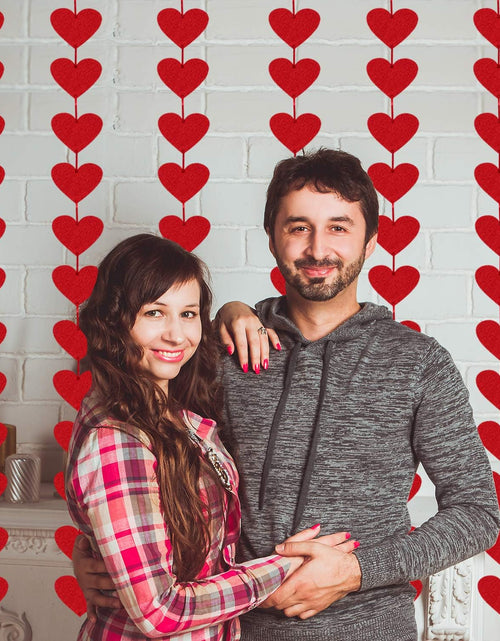 Load image into Gallery viewer, 72 Red Hearts Felt Garland - NO DIY - Valentines Day Red Heart Hanging String Garland
