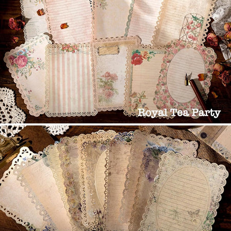 60 Sheets Lace Edged Scrapbook Stationery Paper Assorted Set