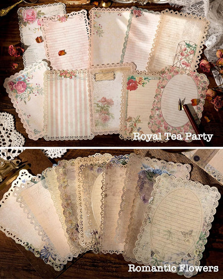 60 Sheets Lace Edged Scrapbook Stationery Paper Assorted Set