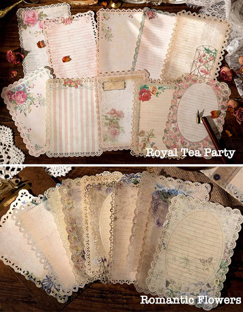 Load image into Gallery viewer, 60 Sheets Lace Edged Scrapbook Stationery Paper Assorted Set
