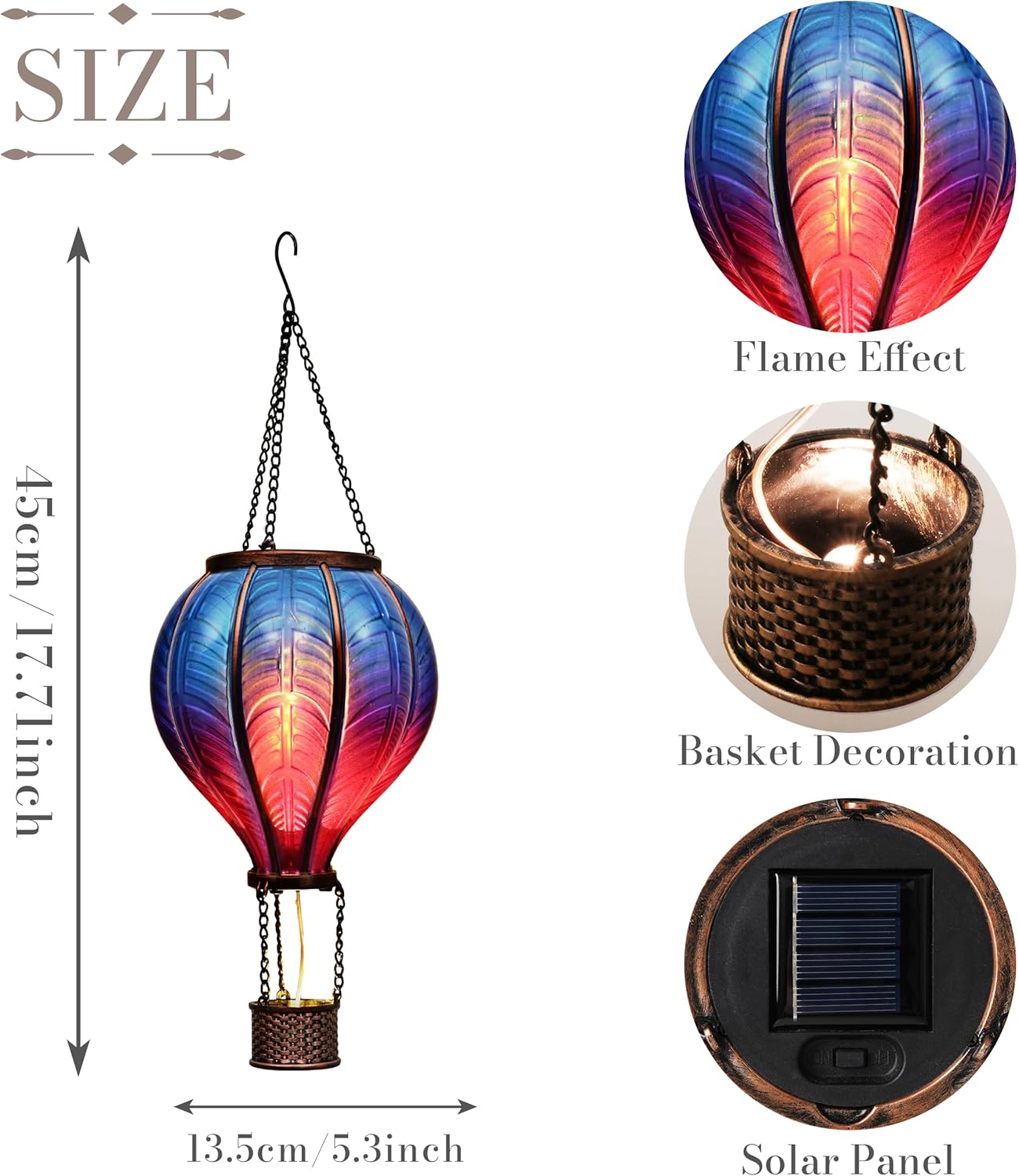 Hot Air Balloon Solar Lantern for Garden Decor