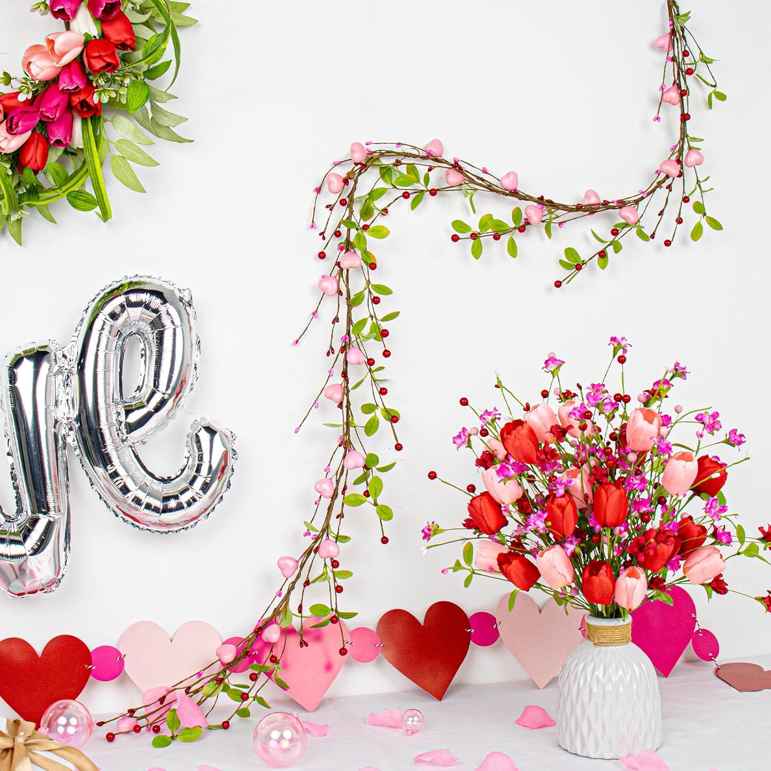 5.5 Feet Valentines Day Garland Pink Hearts