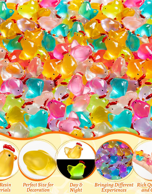 Load image into Gallery viewer, 64PCS Luminous Mini Chicken Figurines Resin Miniature Animals
