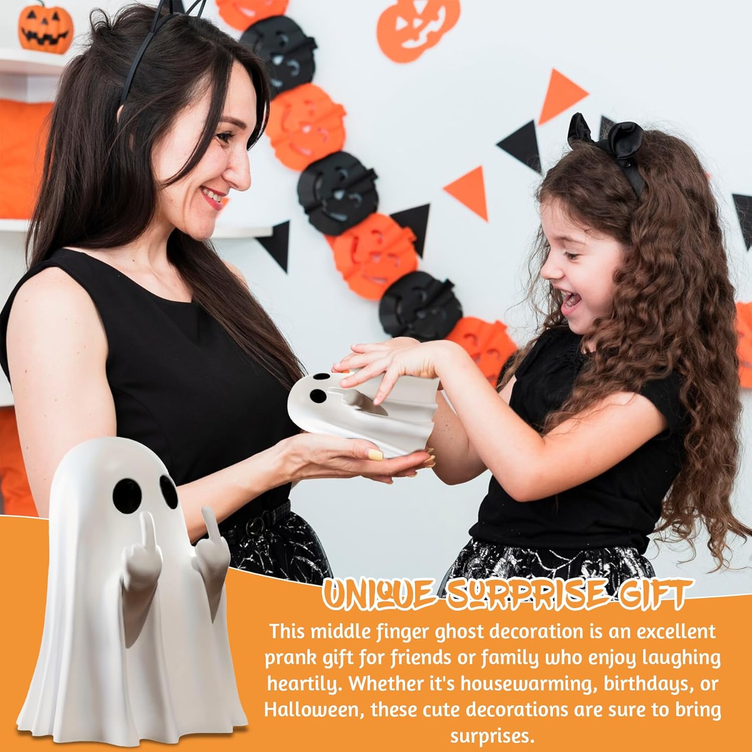 Halloween Ghost Figurine-Spooky & Cute Ghost Statue for Home, Desk, Party Decor