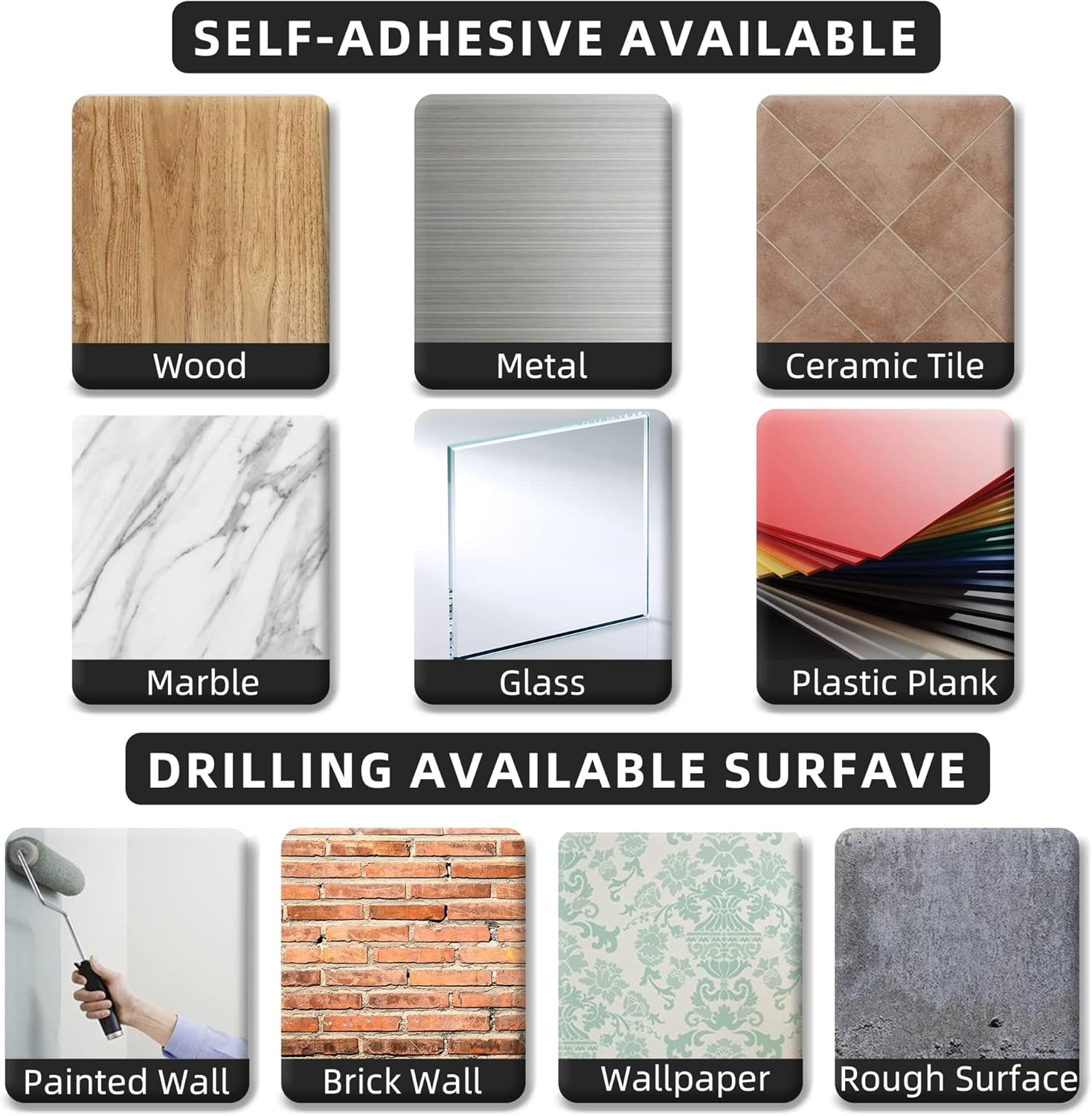 Self-Adhesive or Drilling Paper Towel Holder Rack Under Cabinet