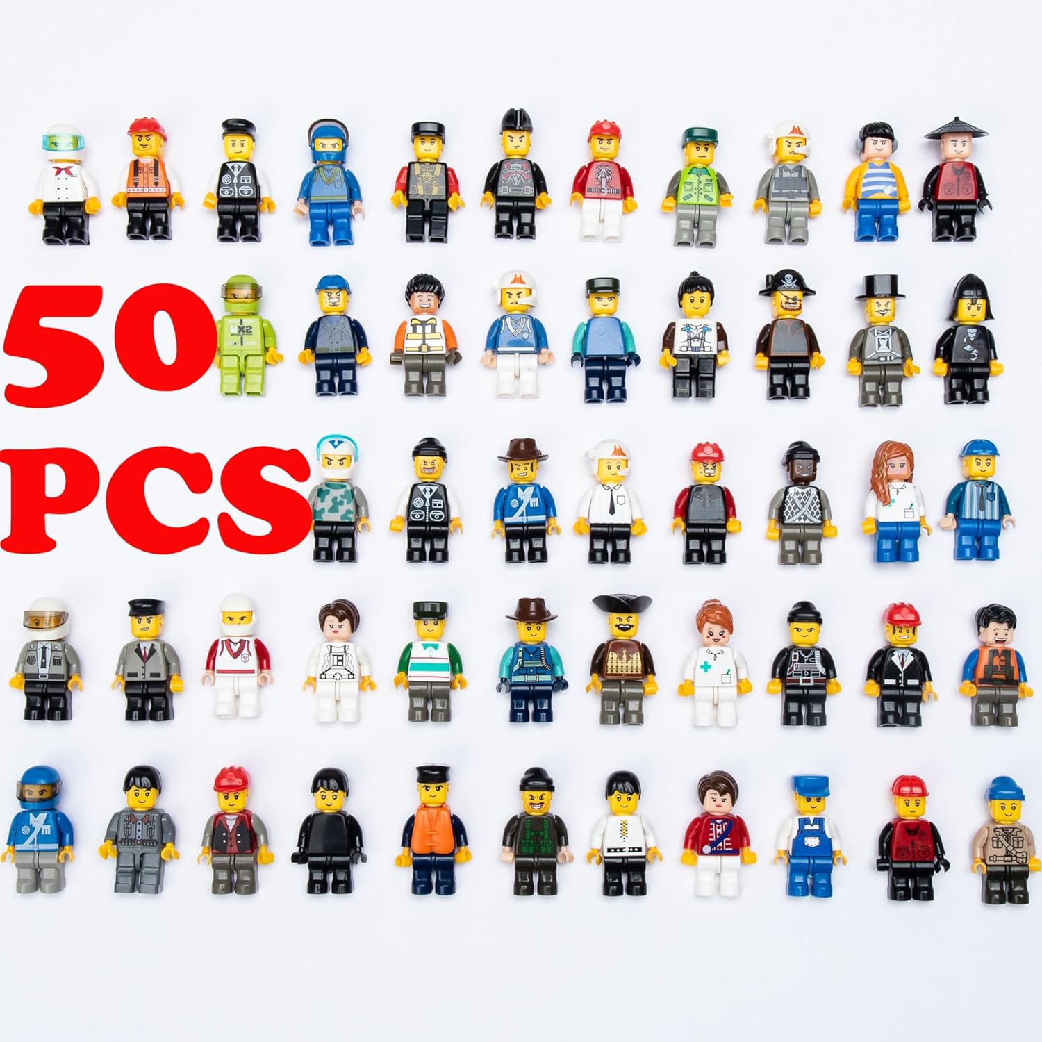 50 Pieces Minifigures, Minifigs, Action Figure, Mini Figure Toy