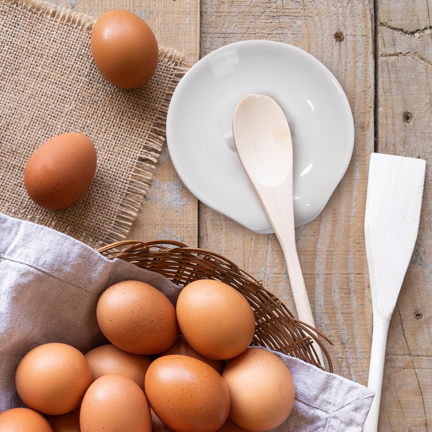 Egg Cracker & Spoon Holder, Spoon Rest for Kitchen, Ceramic Spoon Holder for Stove Top, Cooking Spoon Holder,Heat Resistant Utensil
