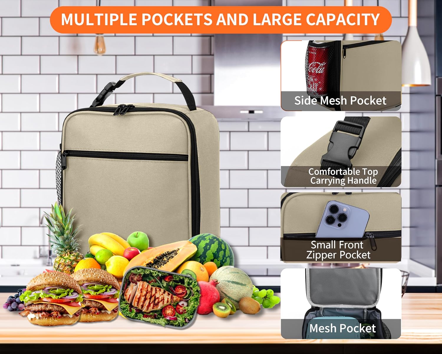Reusable Lunch Bag Men Adult Women- Insulated Small LunchBox