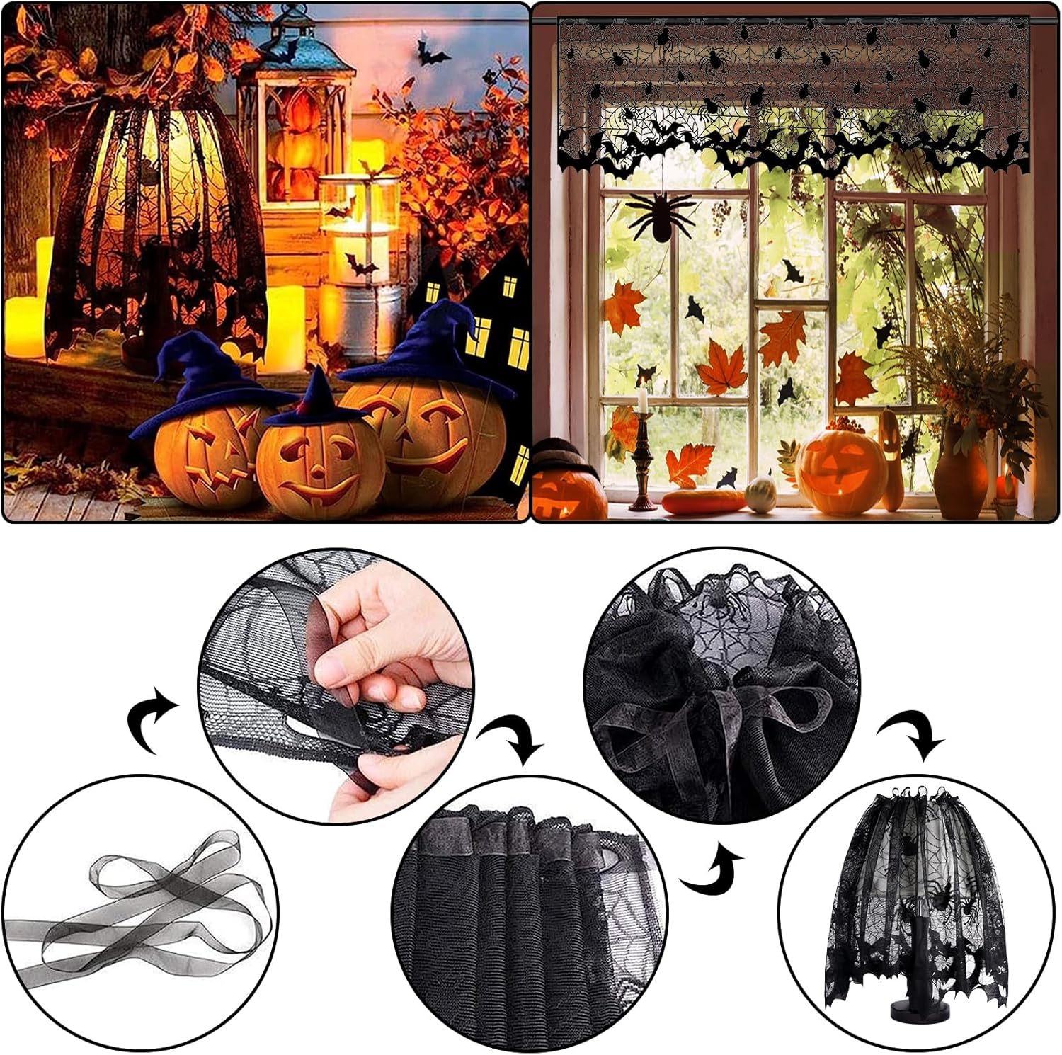5 Pack Halloween Decorations Indoor Halloween Spider Web Tablecloth Table Runners