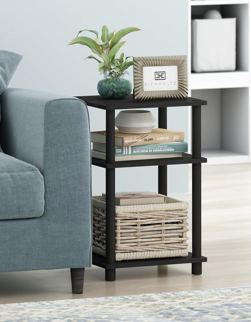 Load image into Gallery viewer, 3-Tier Turn-N-Tube End Table / Side Table / Night Stand / Bedside Table with Plastic Poles, 1-Pack, Americano/Black
