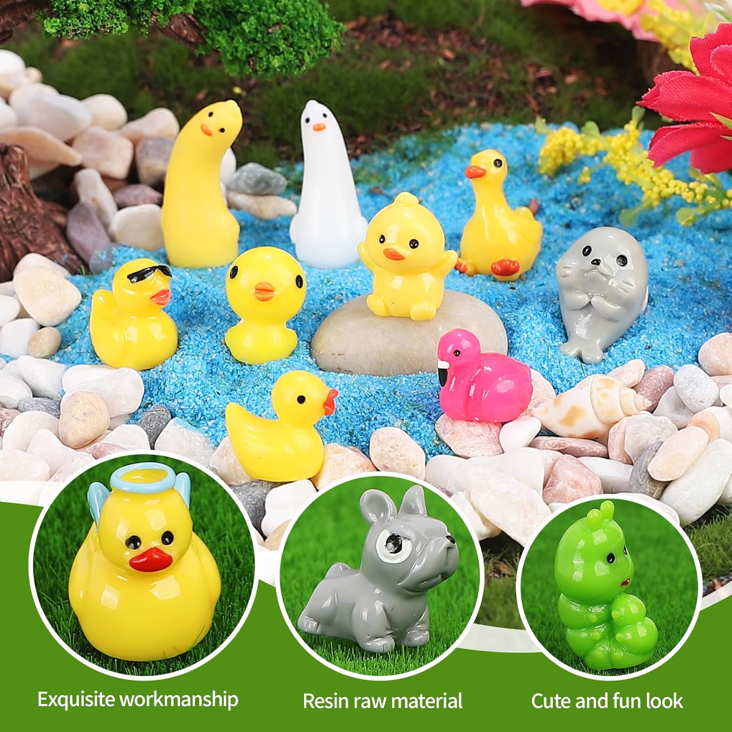 100 Pcs Mini Resin Animals to Hide Tiny Resin Animals  Landscape Aquarium