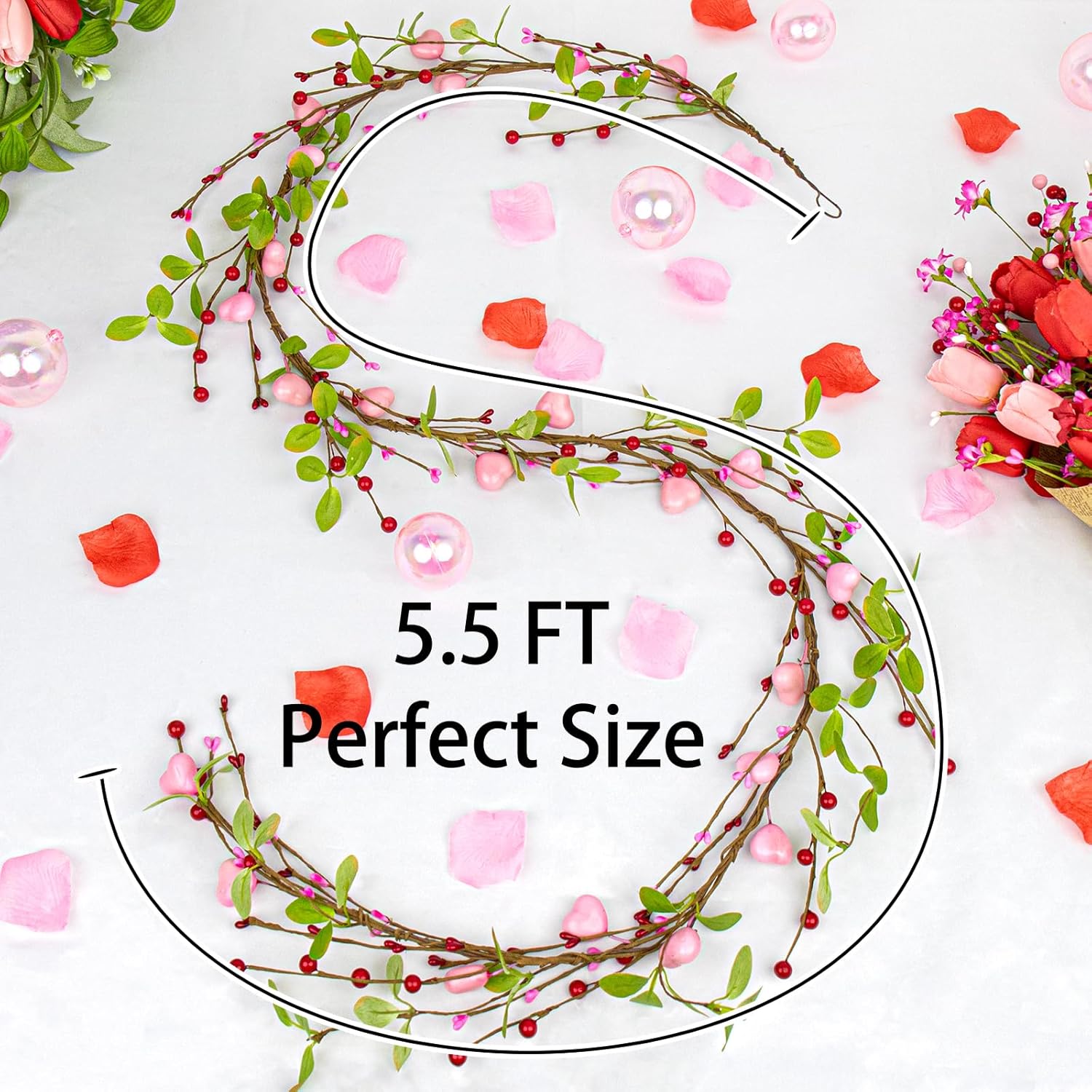 5.5 Feet Valentines Day Garland Pink Hearts