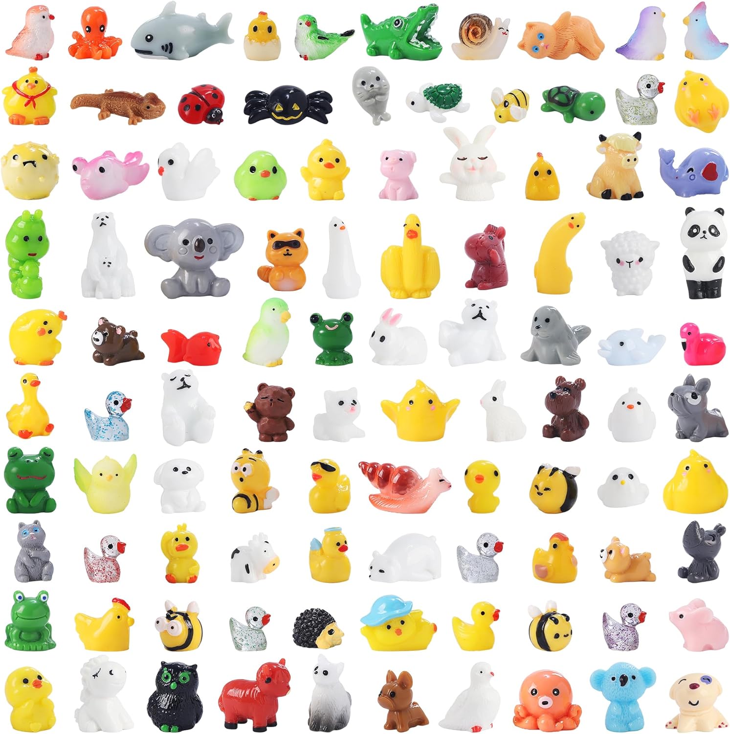 100 Pcs Mini Resin Animals to Hide Tiny Resin Animals  Landscape Aquarium