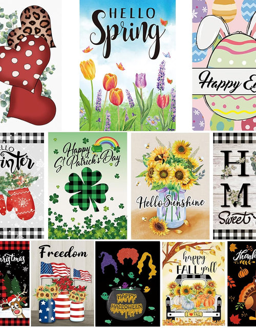 Load image into Gallery viewer, Seasonal Garden Flags Set of 12 Double Sided 12 x 18 Inch
