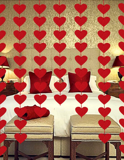 Load image into Gallery viewer, 72 Red Hearts Felt Garland - NO DIY - Valentines Day Red Heart Hanging String Garland
