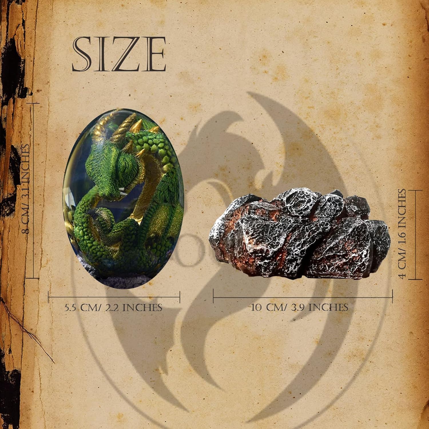 Lava Dragon Egg with Luminous Base, Handmade Sculpture Resin Ornaments, Gift (Green)