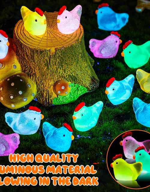 Load image into Gallery viewer, 64PCS Luminous Mini Chicken Figurines Resin Miniature Animals
