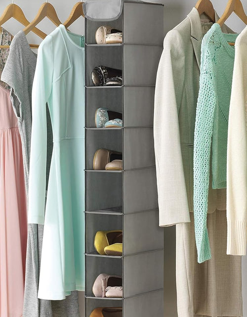Load image into Gallery viewer, Hanging Shoe Shelves - 8 Section - Closet Organizer - Grey
