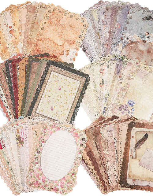 Load image into Gallery viewer, 60 Sheets Lace Edged Scrapbook Stationery Paper Assorted Set

