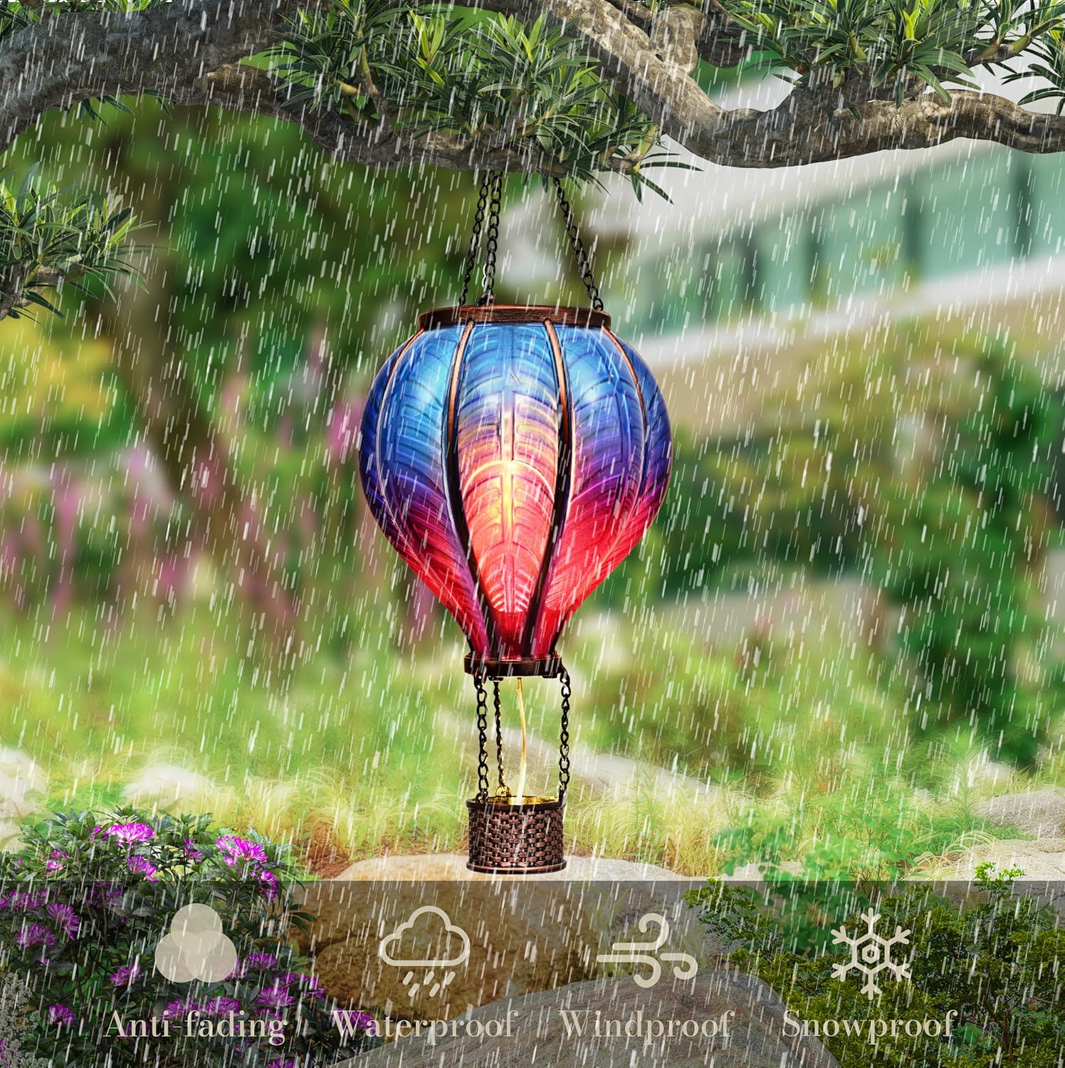 Hot Air Balloon Solar Lantern for Garden Decor