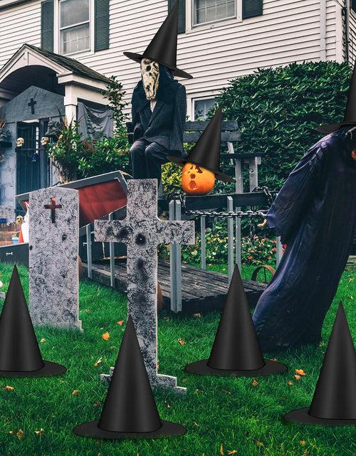 Load image into Gallery viewer, 12 PCS Halloween Witch Hats, Black Hanging Witch Hat with 328 FT Nylon Cord
