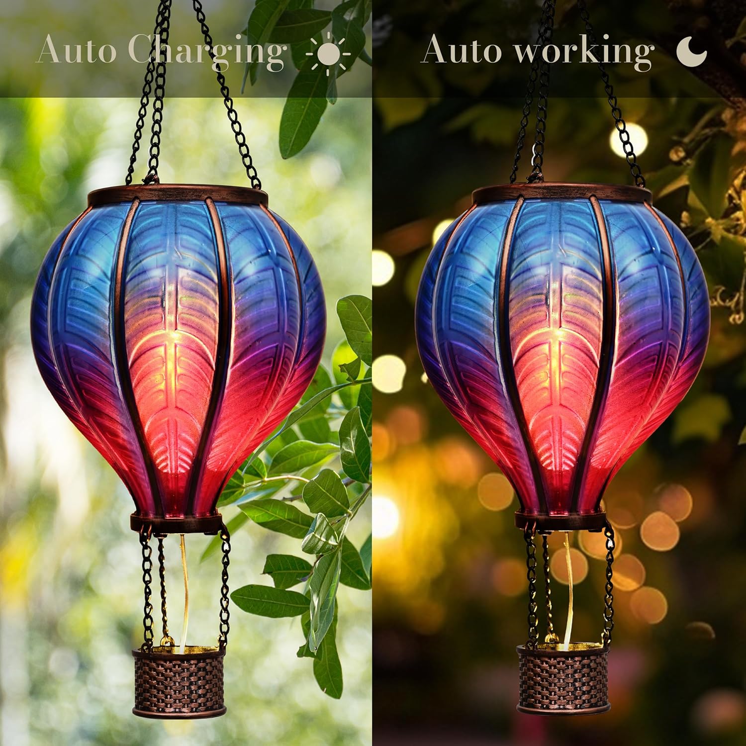 Hot Air Balloon Solar Lantern for Garden Decor