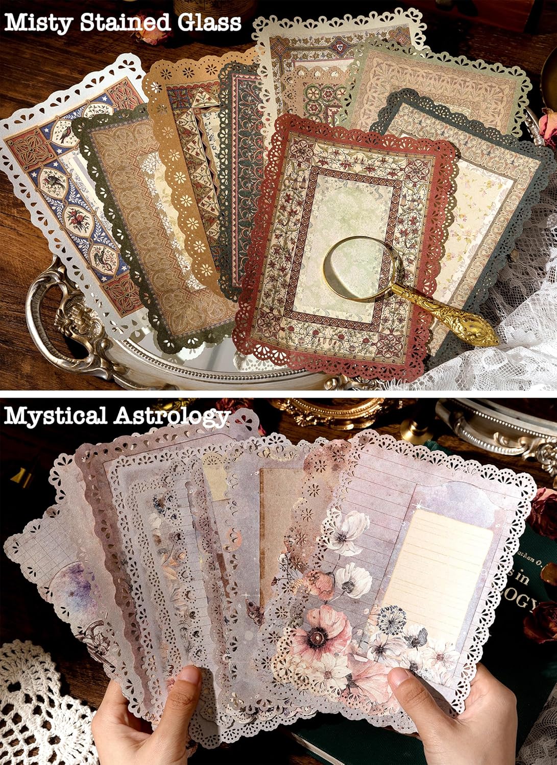 60 Sheets Lace Edged Scrapbook Stationery Paper Assorted Set