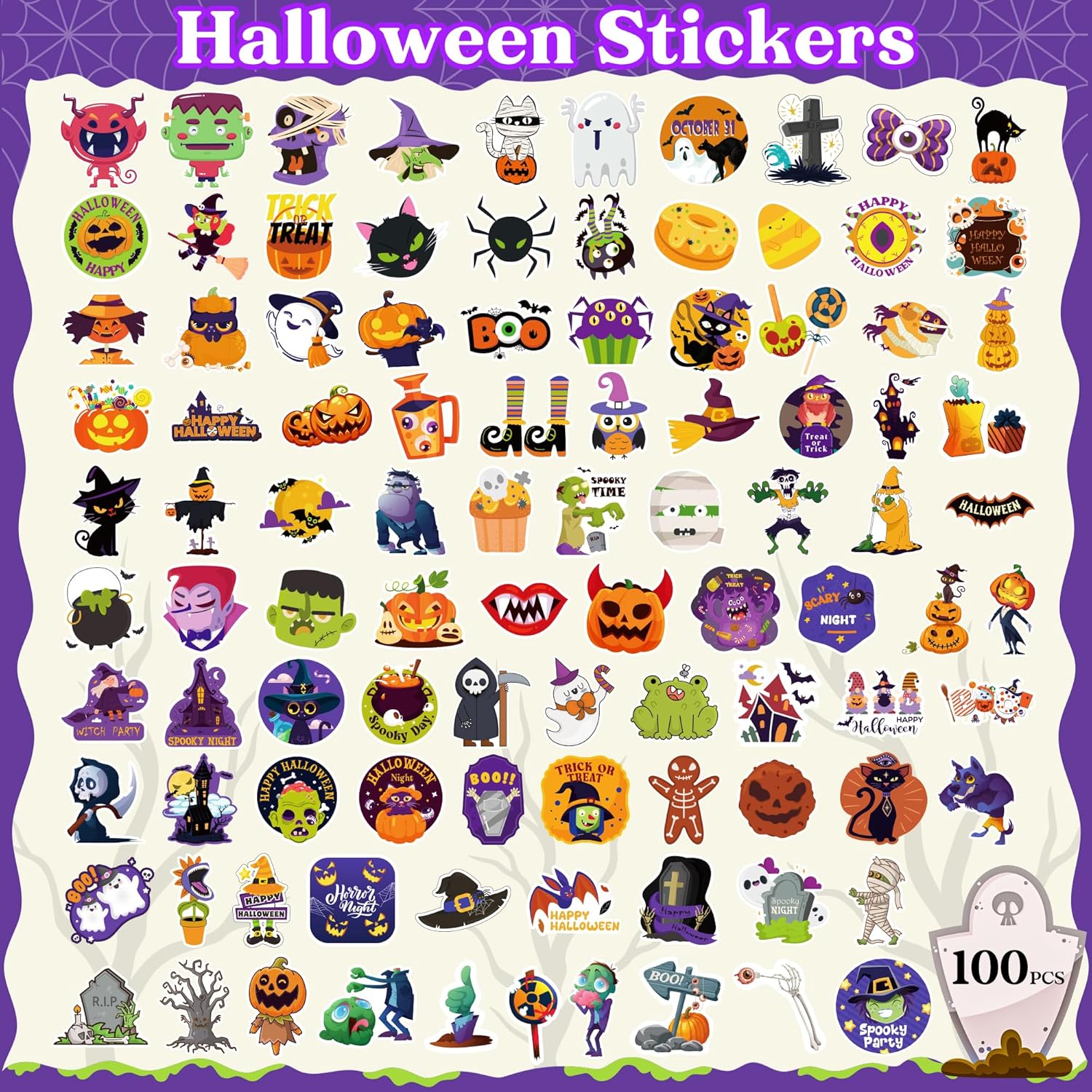 100 PCS Halloween Party Favors - Halloween Games Toys Gifts Party Supplies Crafts Accessories