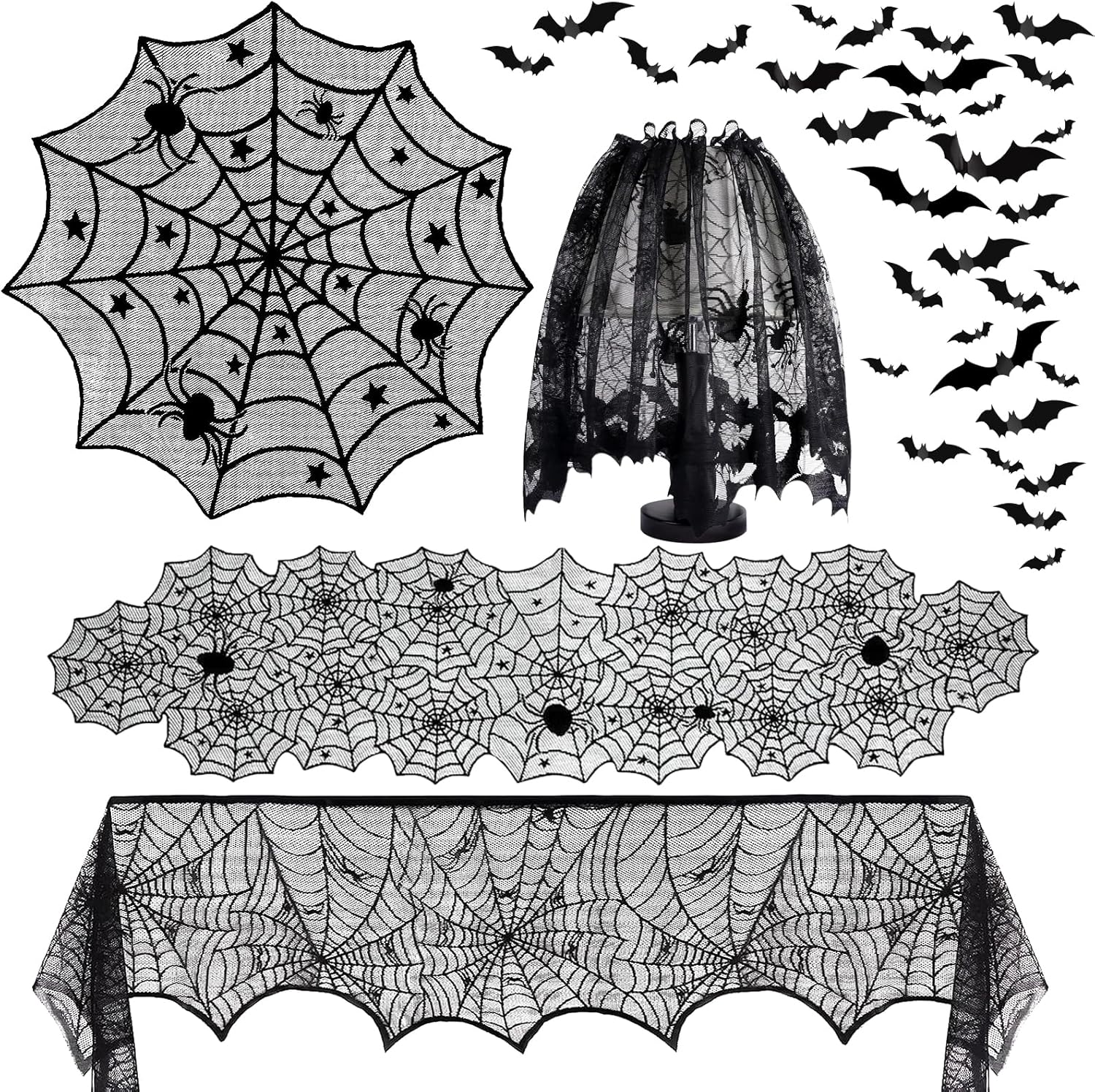 5 Pack Halloween Decorations Indoor Halloween Spider Web Tablecloth Table Runners