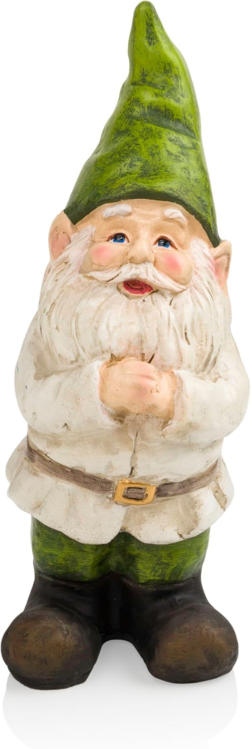 12" Tall Outdoor Garden Gnome Folding Hands Yard Statue Decoration