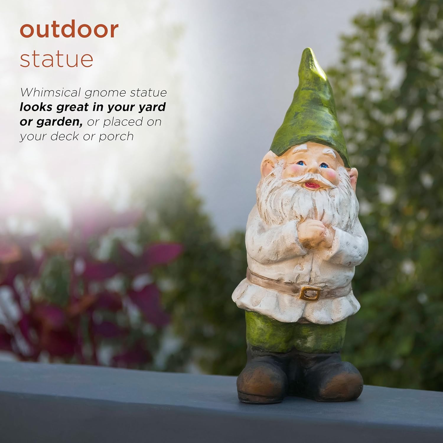 12" Tall Outdoor Garden Gnome Folding Hands Yard Statue Decoration