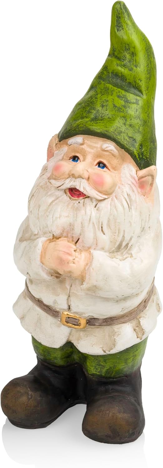 12" Tall Outdoor Garden Gnome Folding Hands Yard Statue Decoration