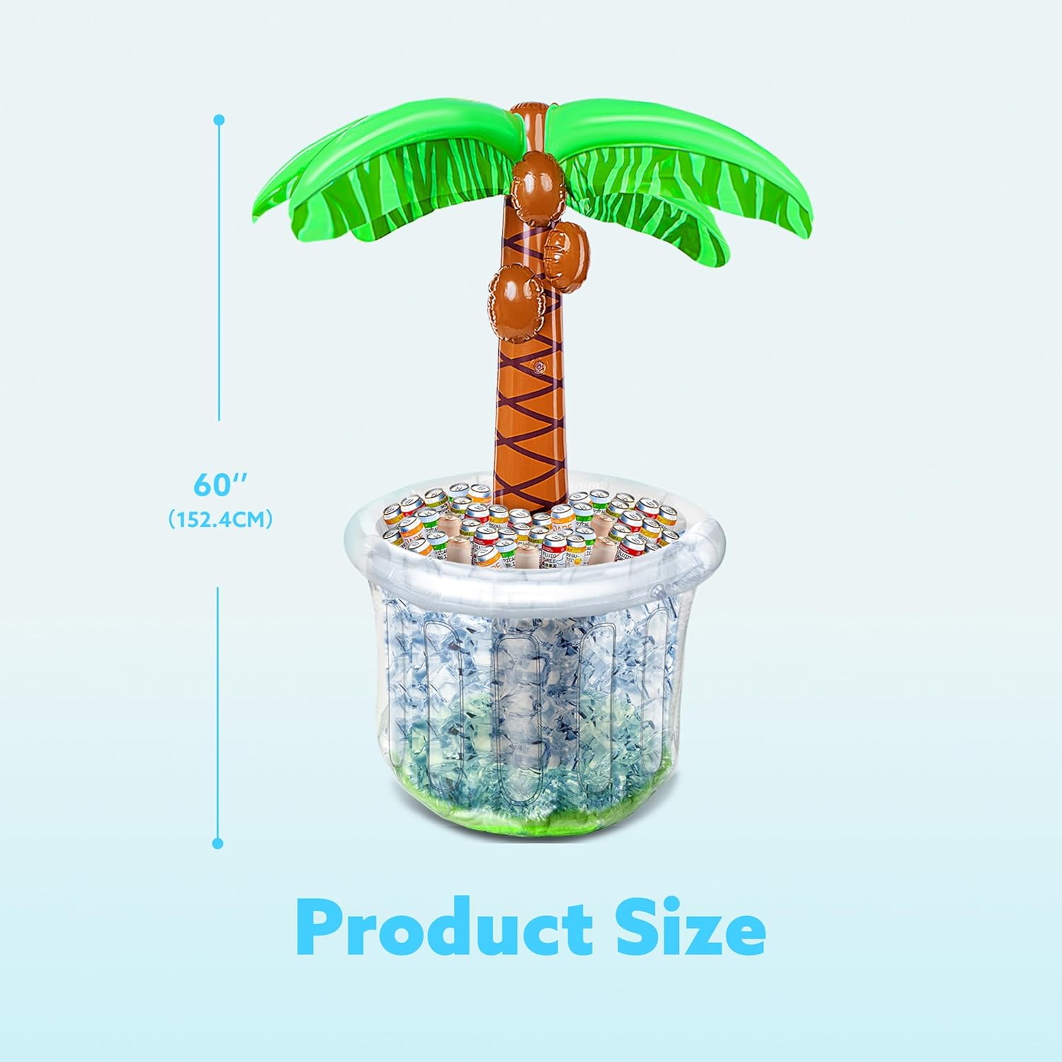 60" Inflatable Palm Tree Cooler, Beach Theme Ocean Jungle Tropical Themed Summer Outdoor Drink Cooler